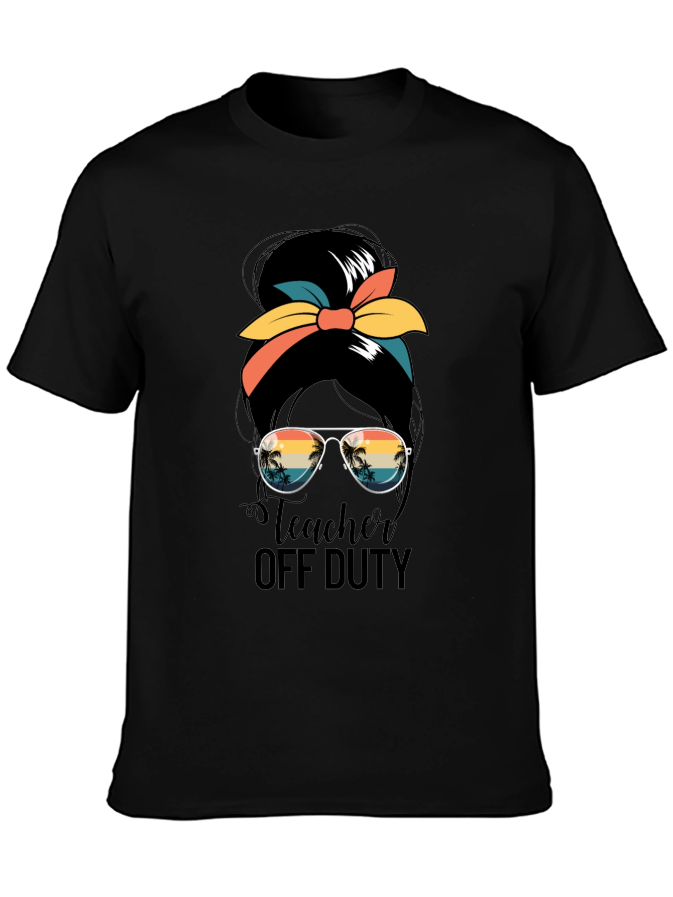 Teacher Off Duty Messy Bun Graphic Tee