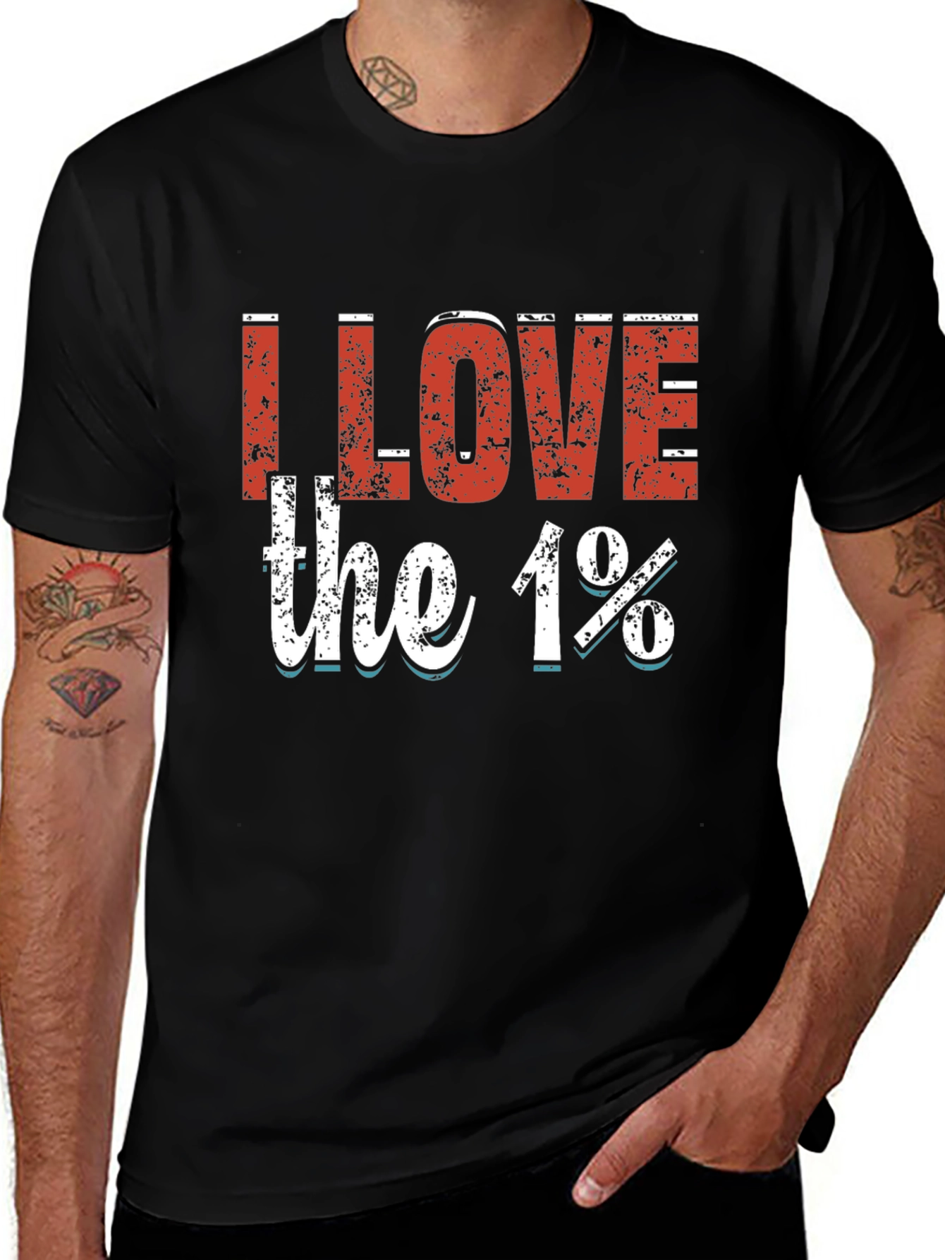 I Love the 1% T-Shirt Black Graphic Tee
