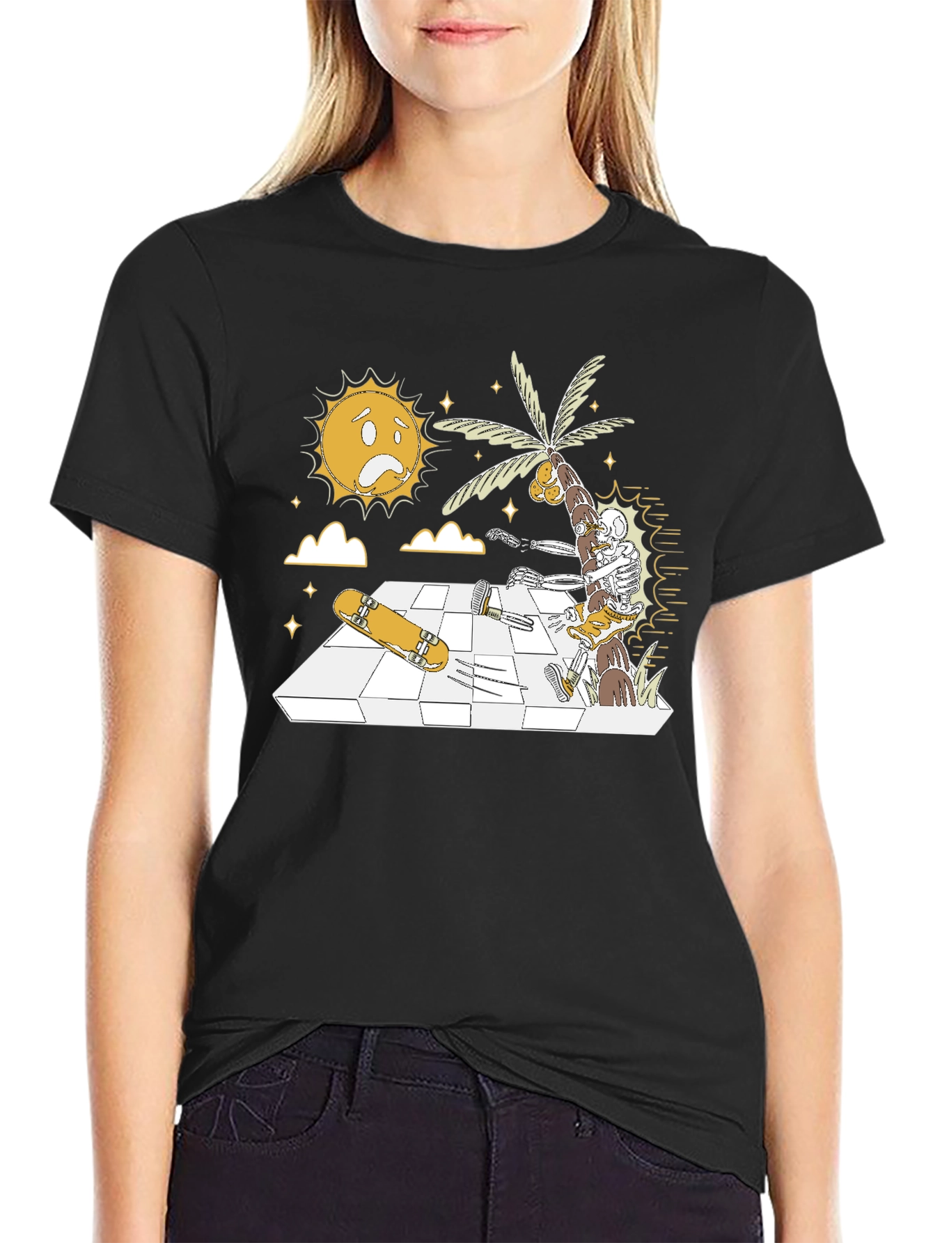 Skateboarding Skeleton Graphic Tee