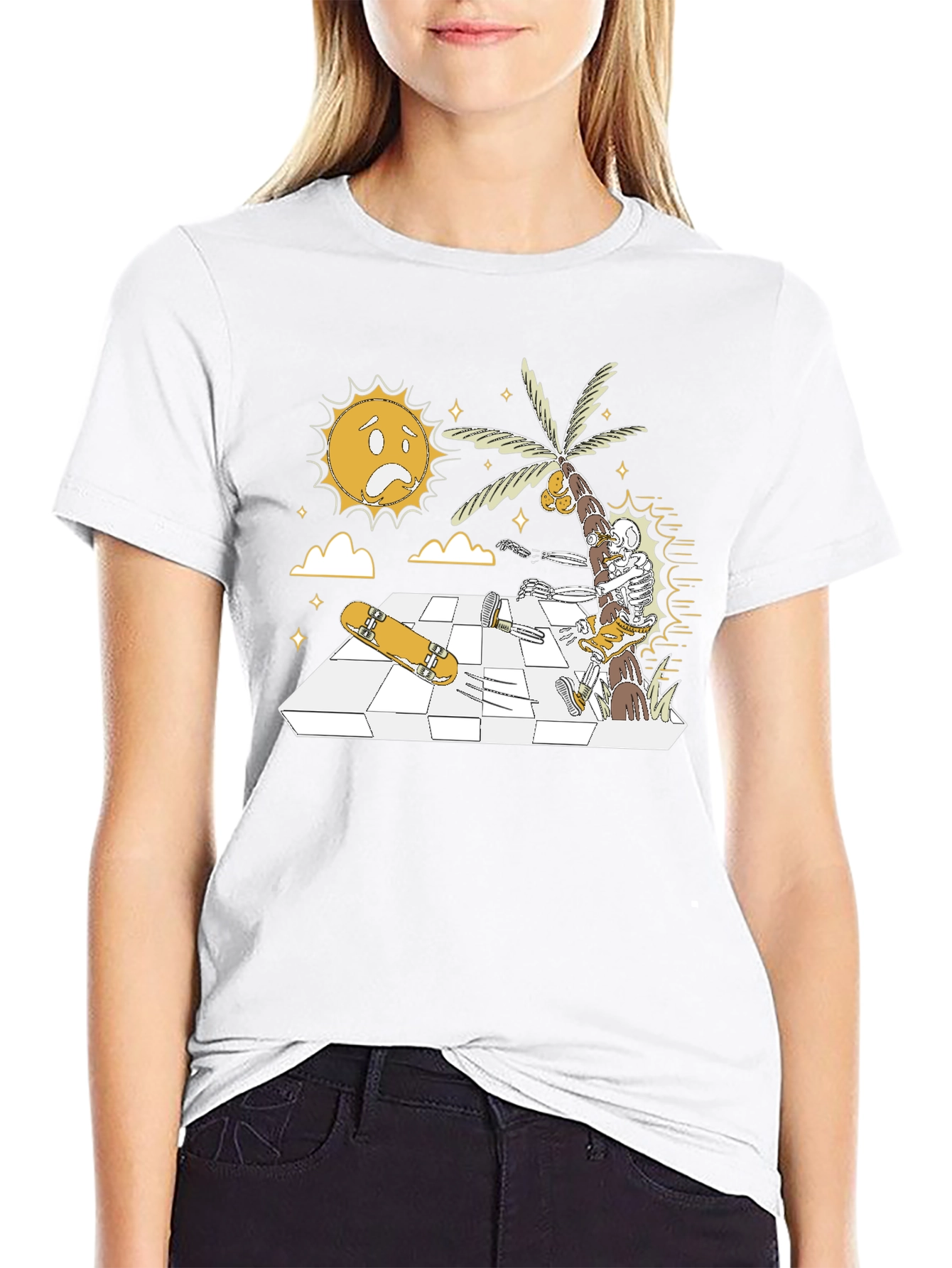 Skateboarding Skeleton Graphic Tee