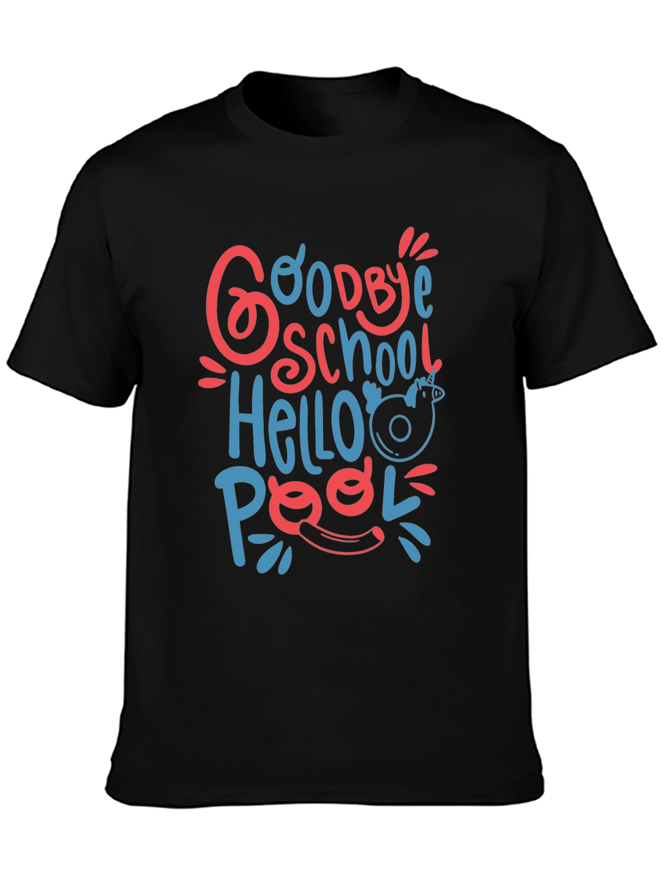 Goodbye School Hello Pool Graphic Tee - Black
