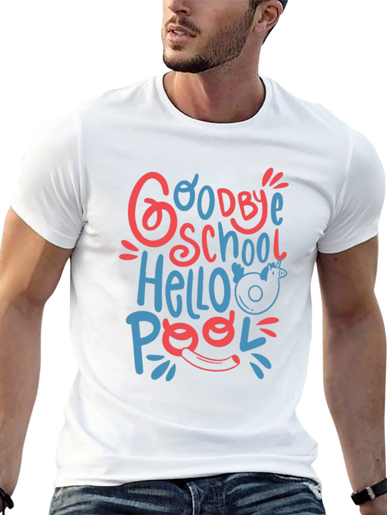 Goodbye School Hello Pool Graphic Tee - Black
