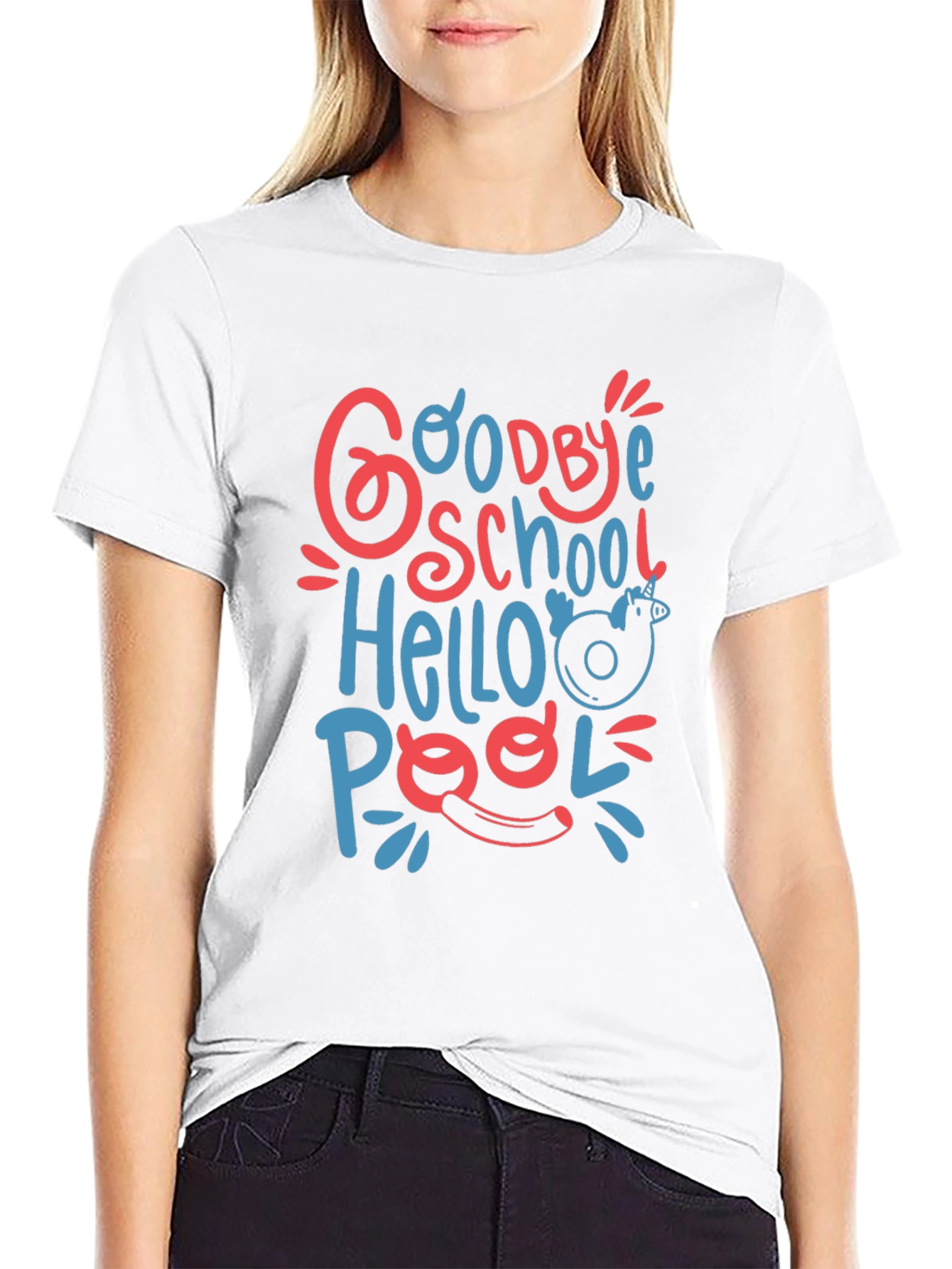 Goodbye School Hello Pool Graphic Tee - Black