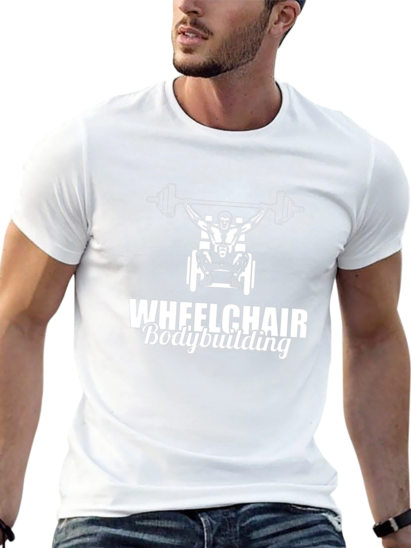 Wheelchair Bodybuilding Graphic T-Shirt Black Unisex
