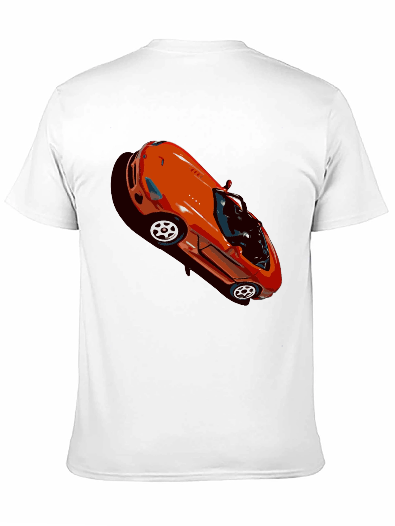 Retro Orange Sports Car Graphic Black T-Shirt