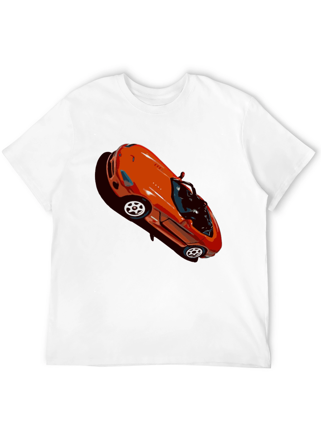 Retro Orange Sports Car Graphic Black T-Shirt