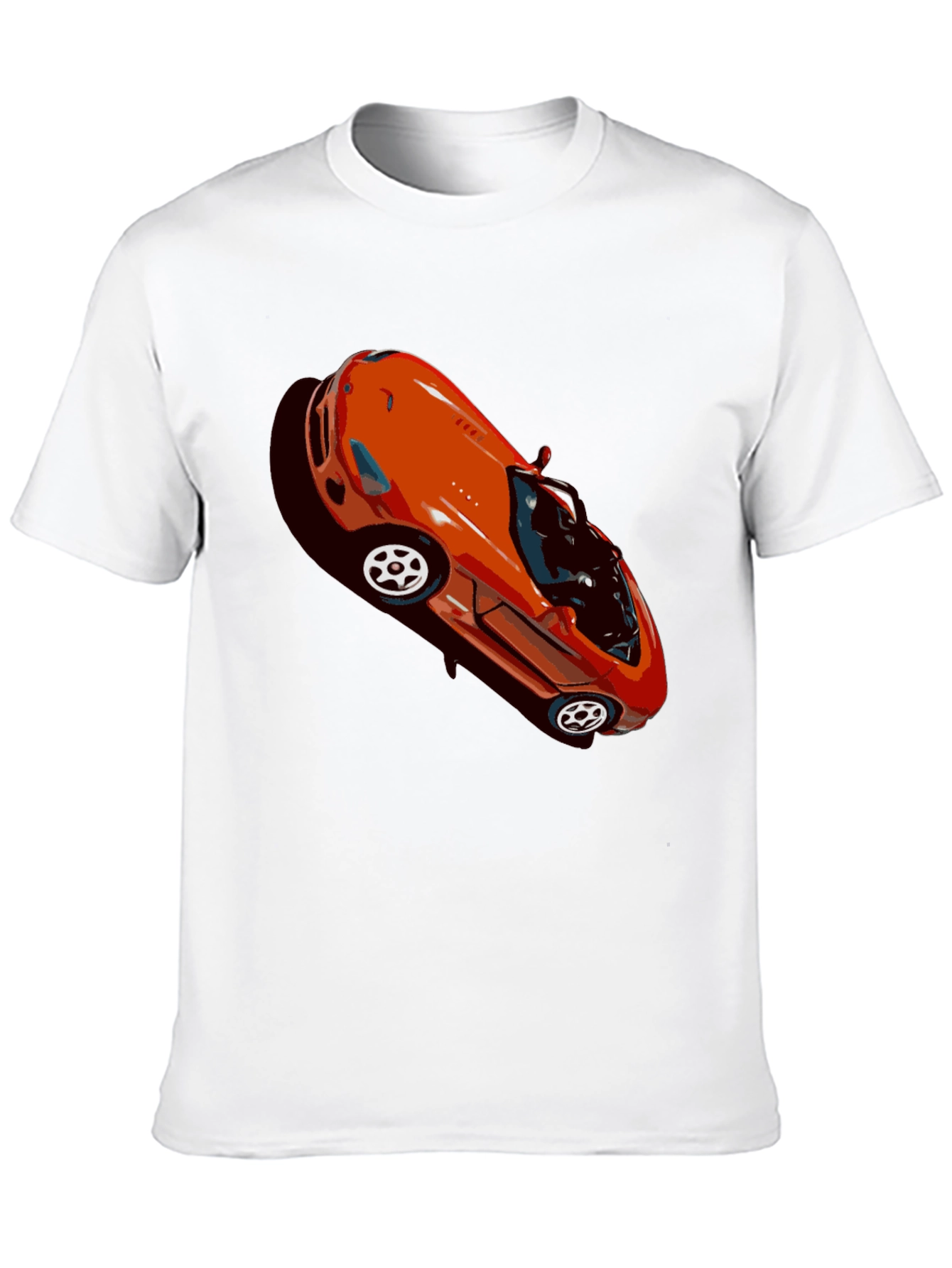 Retro Orange Sports Car Graphic Black T-Shirt