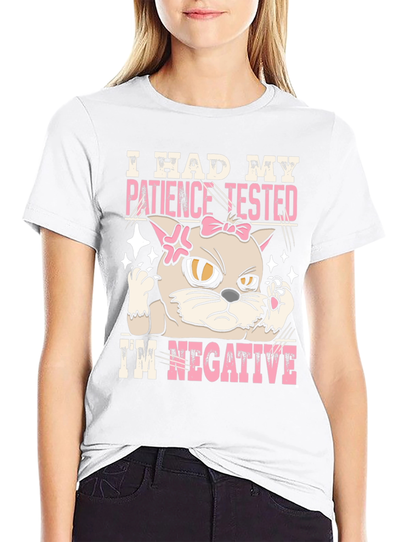 Patience Tested Negative Funny Cat Graphic T-Shirt