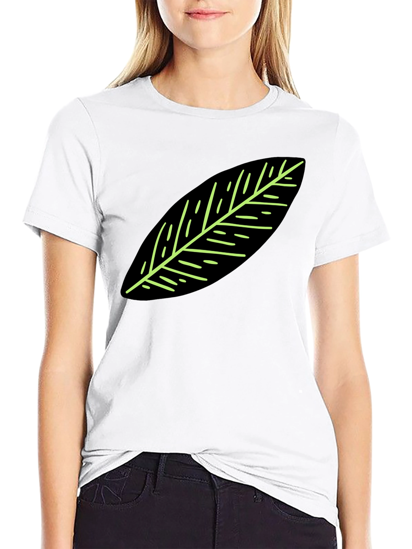 Leaf Graphic Black T-Shirt