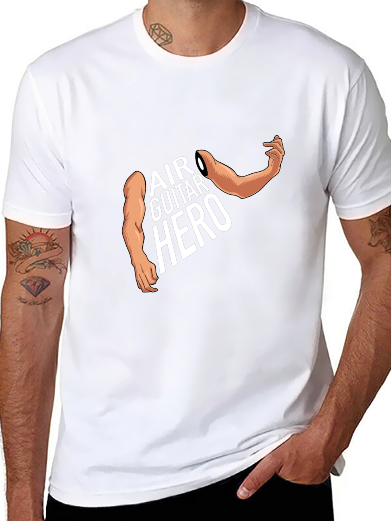 Air Guitar Hero Graphic Tee - Black Cotton T-Shirt