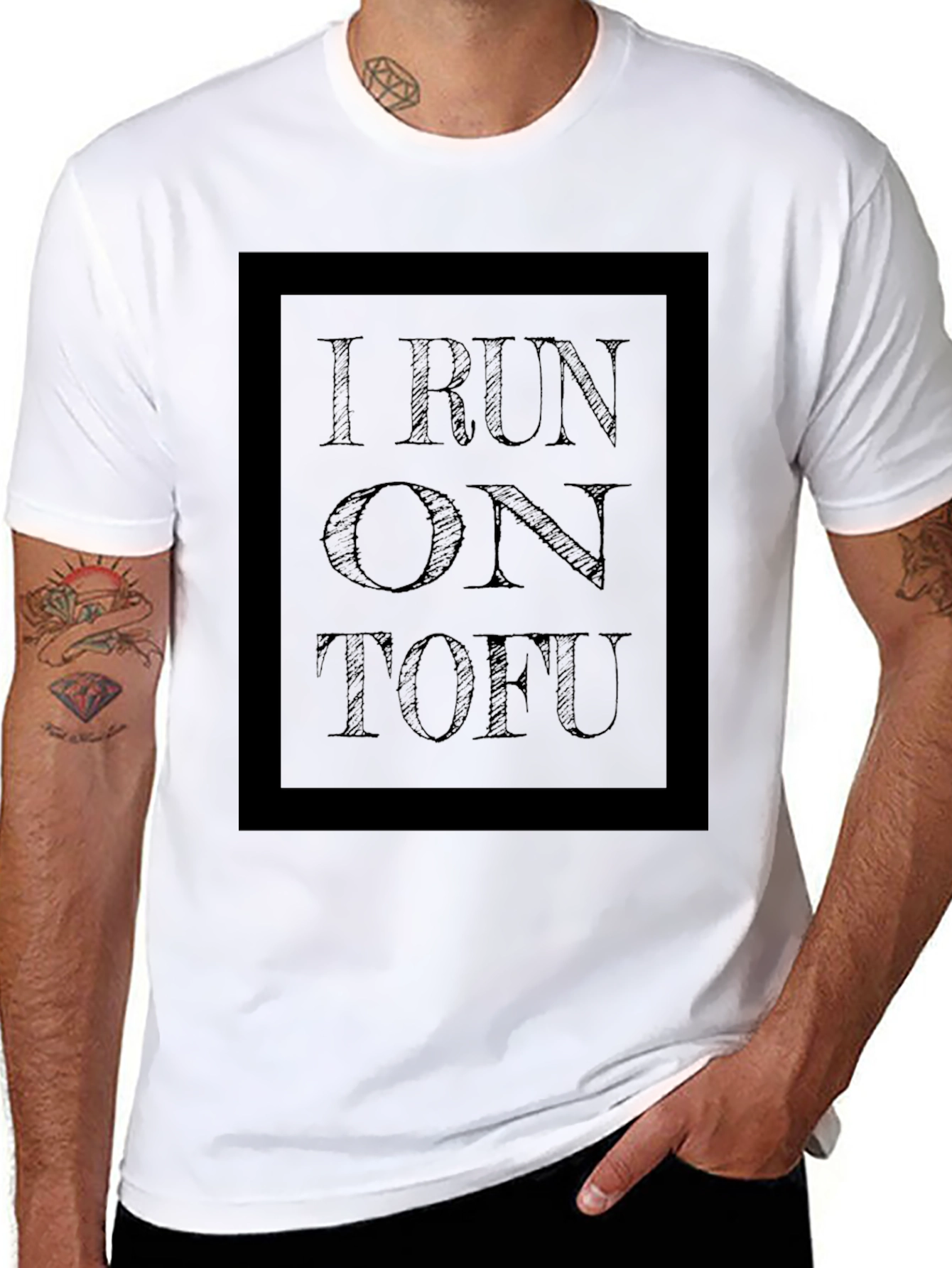 I Run on Tofu Black T-Shirt