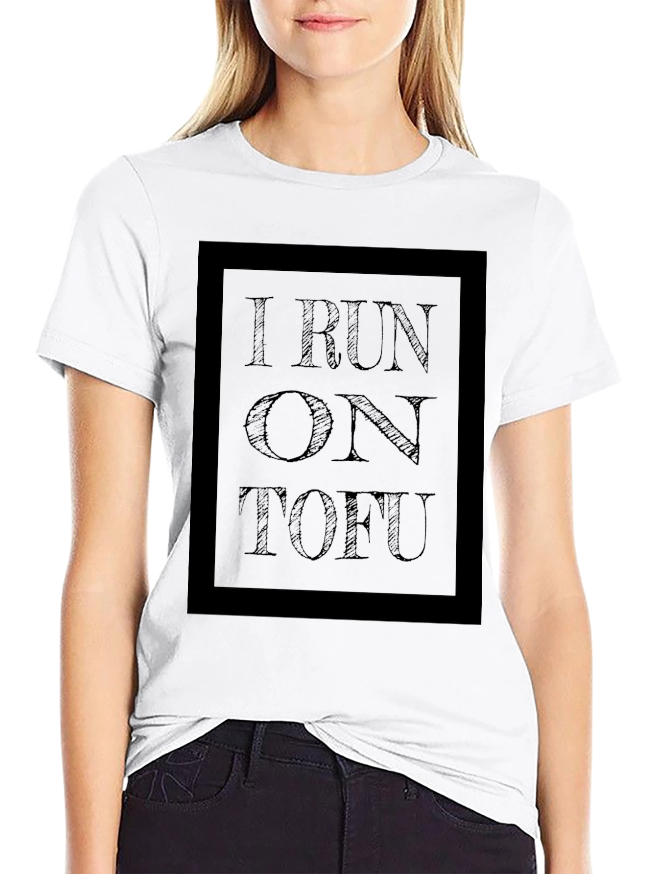 I Run on Tofu Black T-Shirt
