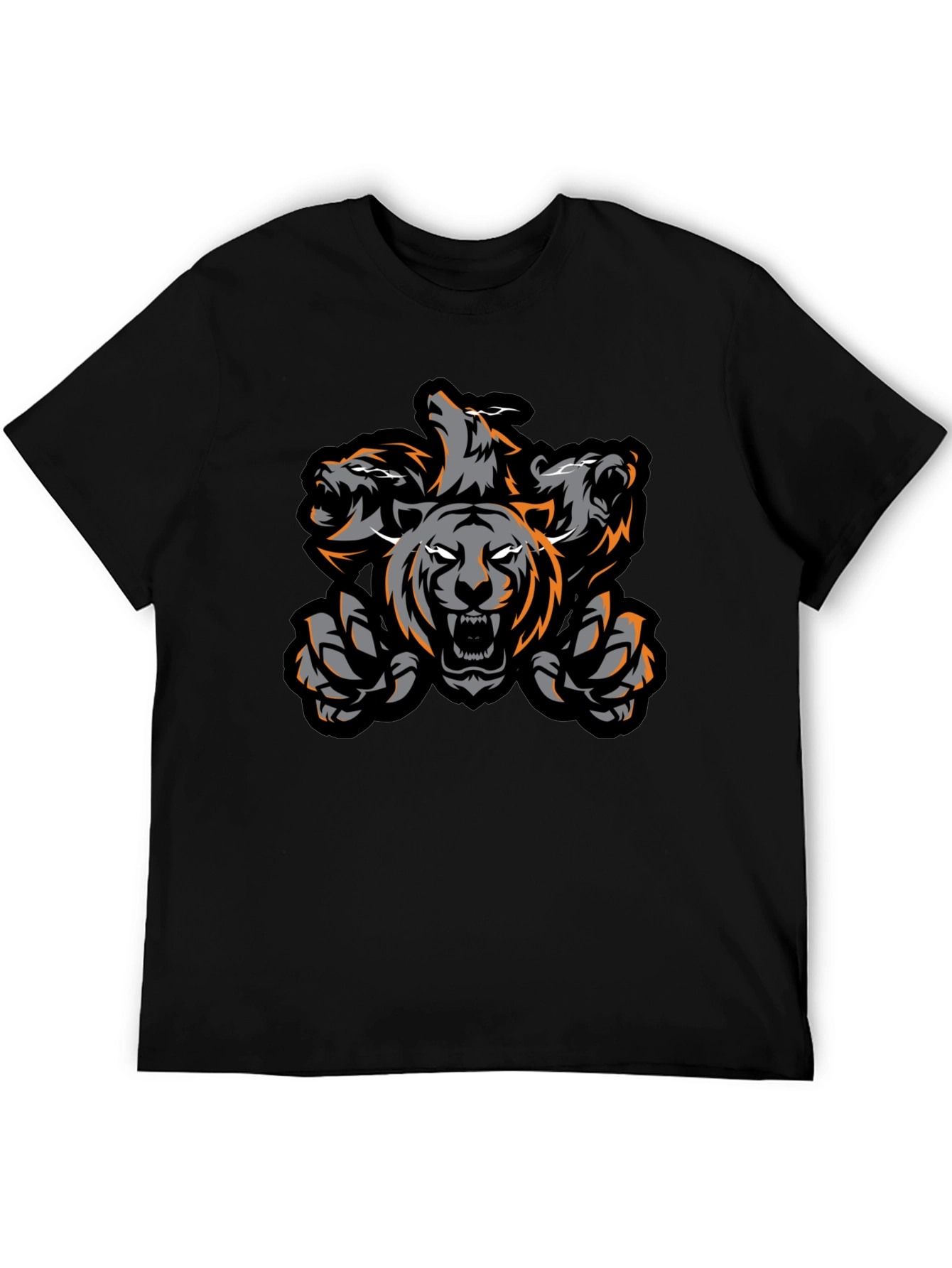 Three-Headed Tiger Graphic Tee - Black
