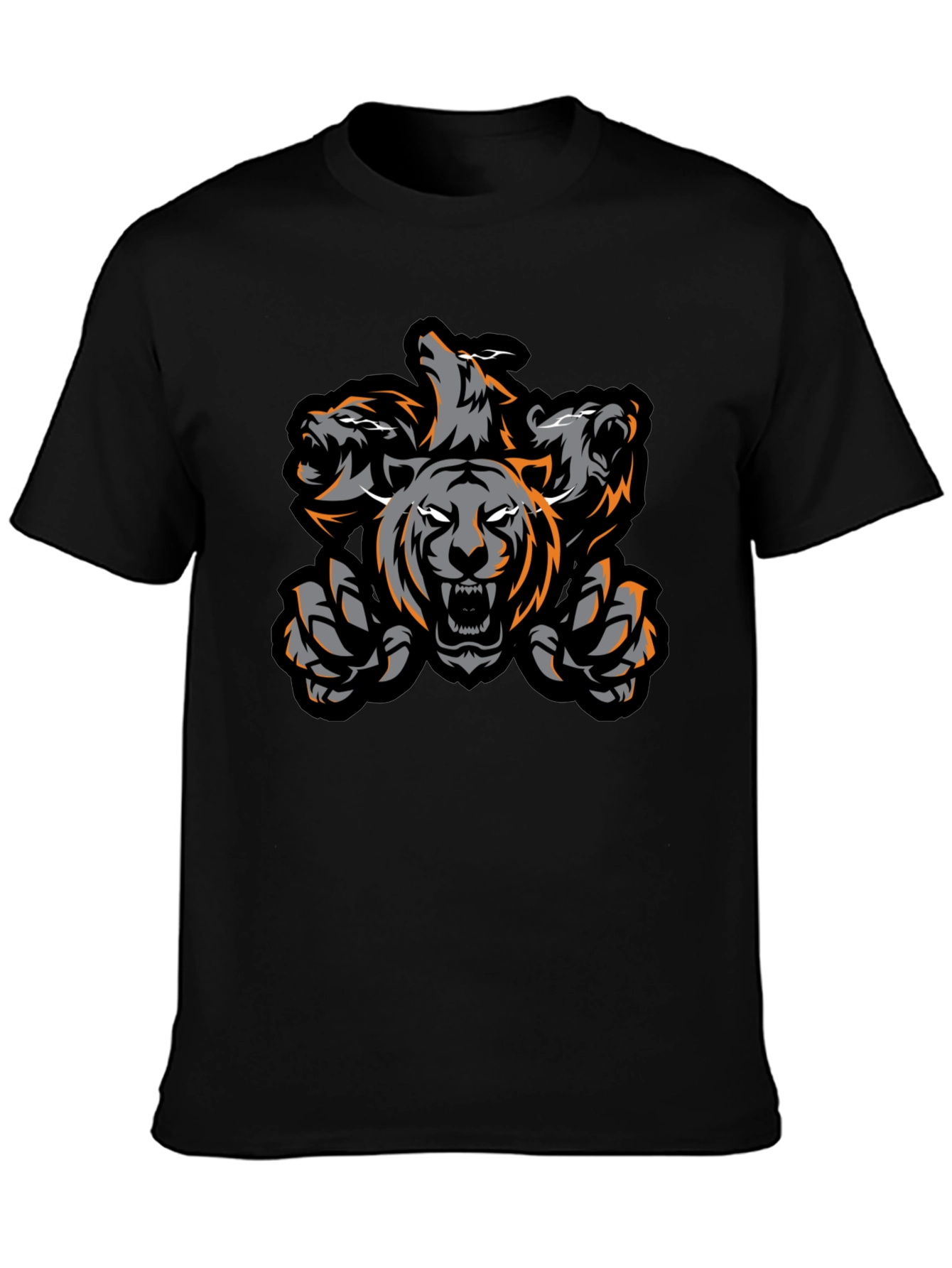 Three-Headed Tiger Graphic Tee - Black