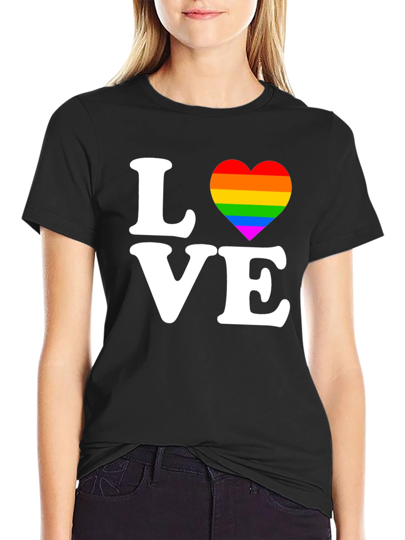 LGBT Pride Love Rainbow Heart Graphic Tee