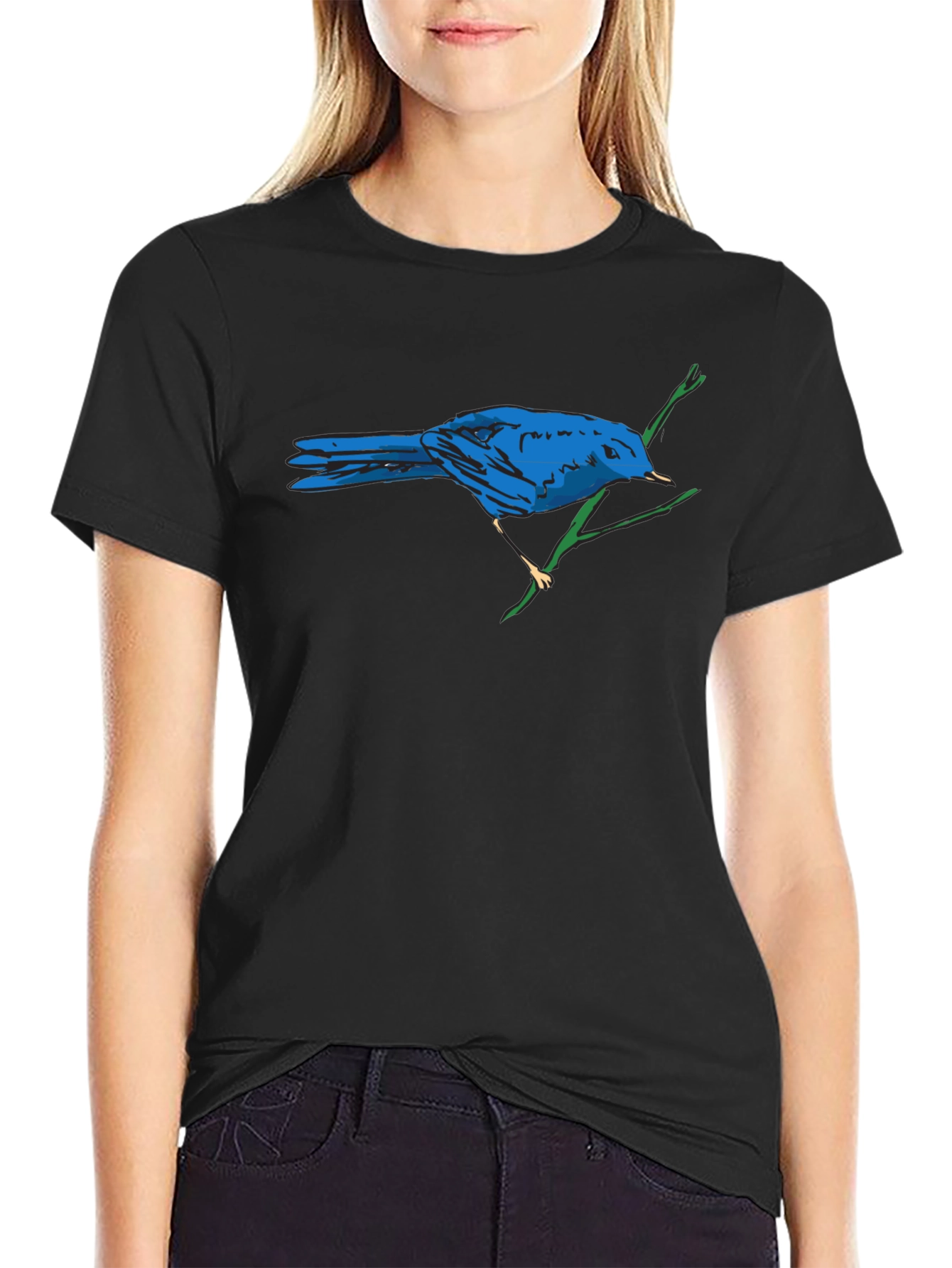 Blue Bird Graphic Print T-Shirt