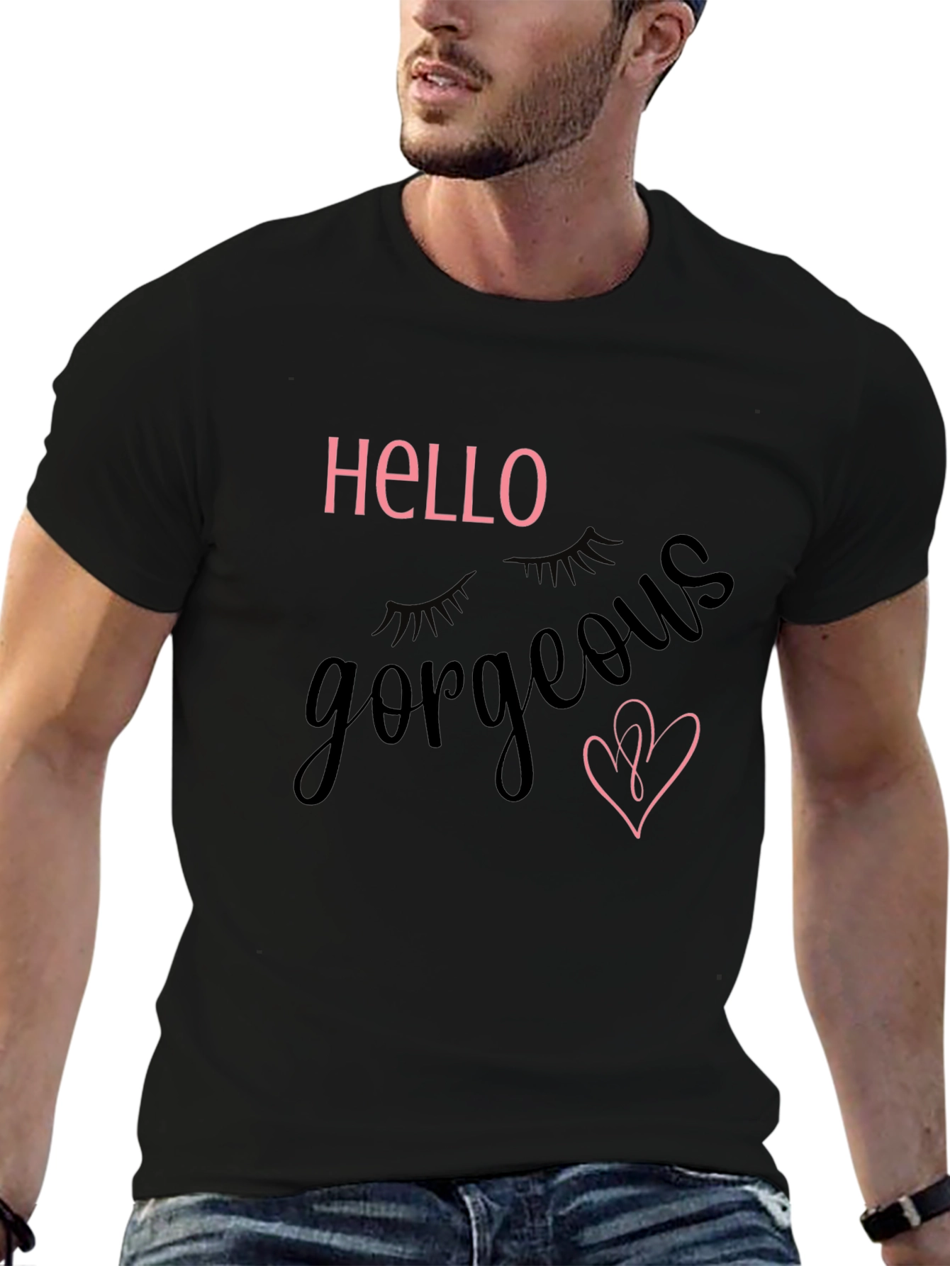 Hello Gorgeous Graphic Tee - Stylish Black T-Shirt