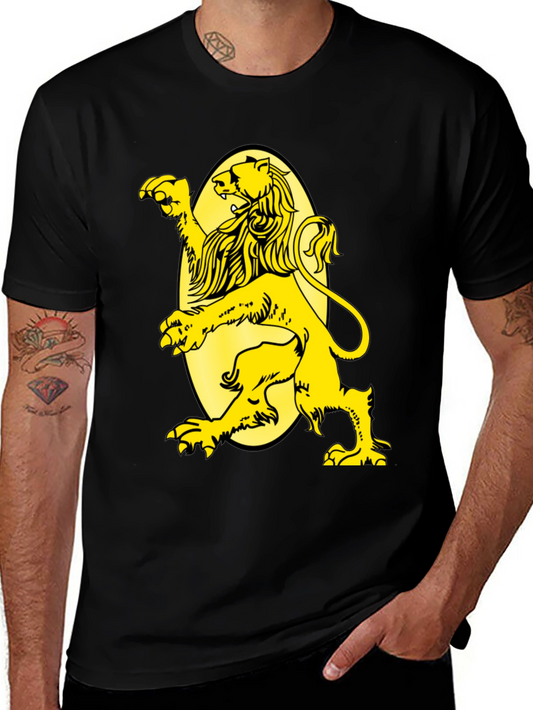 Black T-Shirt with Yellow Lion Graphic