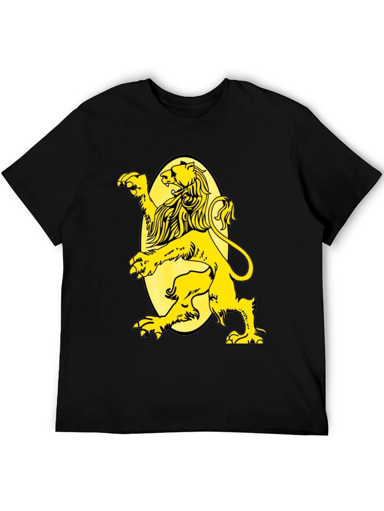 Black T-Shirt with Yellow Lion Graphic