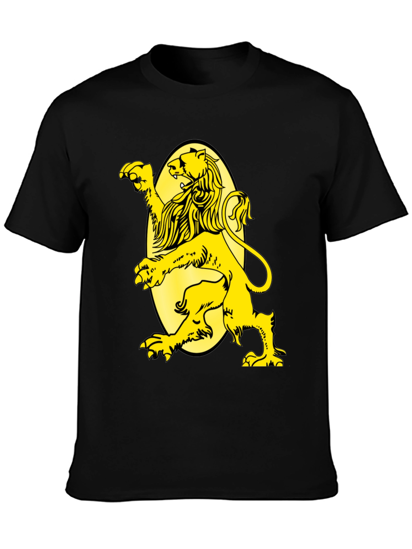 Black T-Shirt with Yellow Lion Graphic