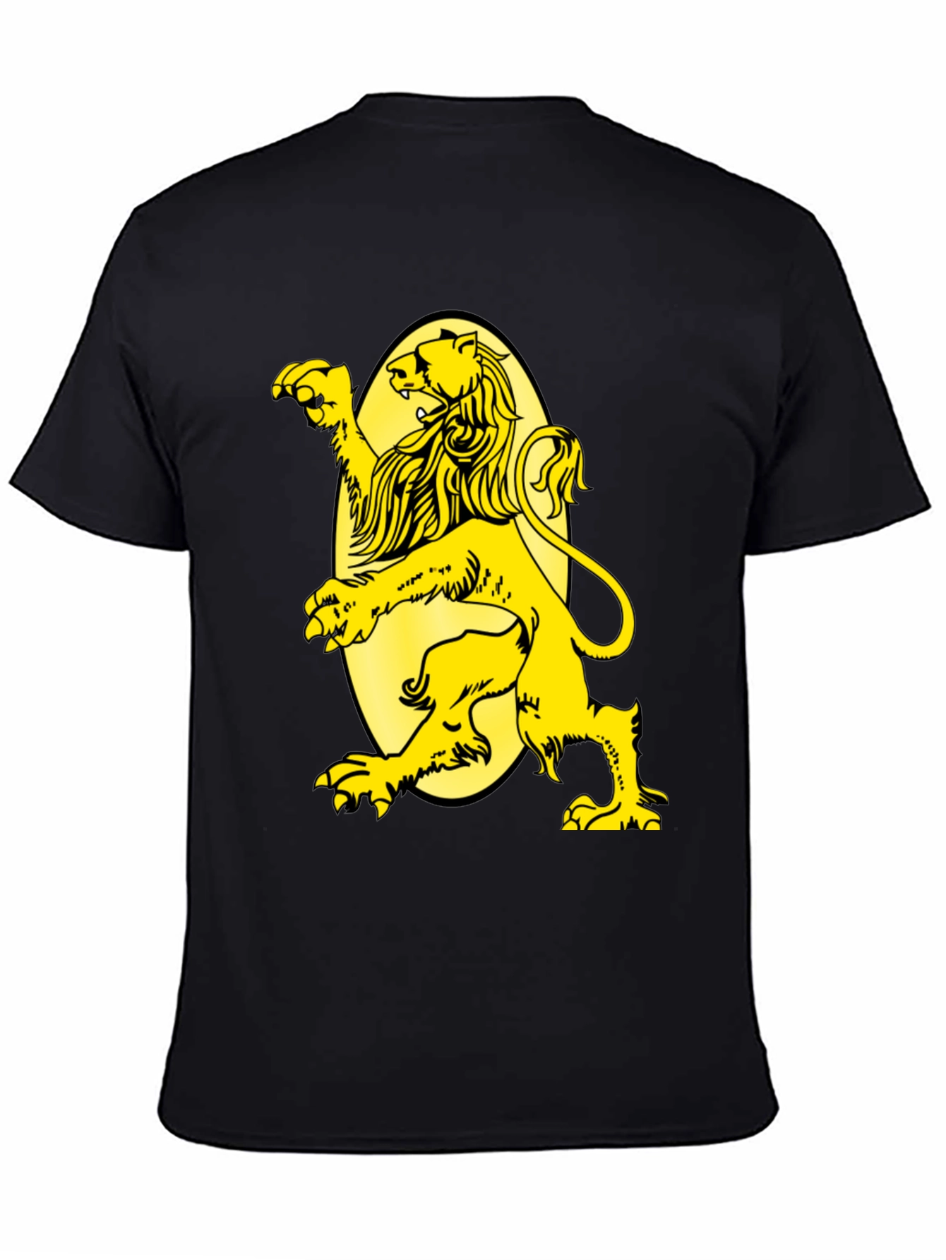 Black T-Shirt with Yellow Lion Graphic