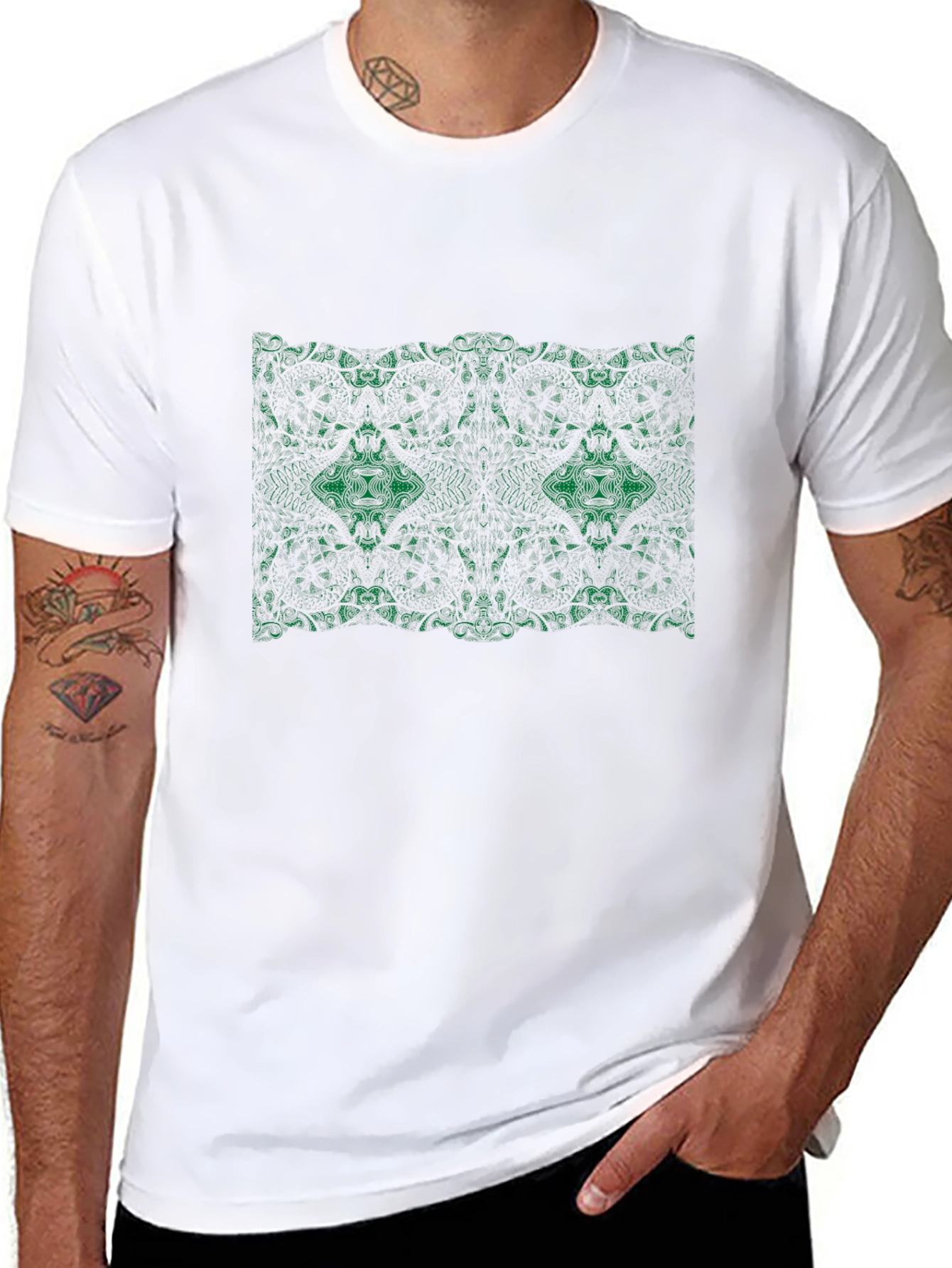 Emerald Pattern Black Tee