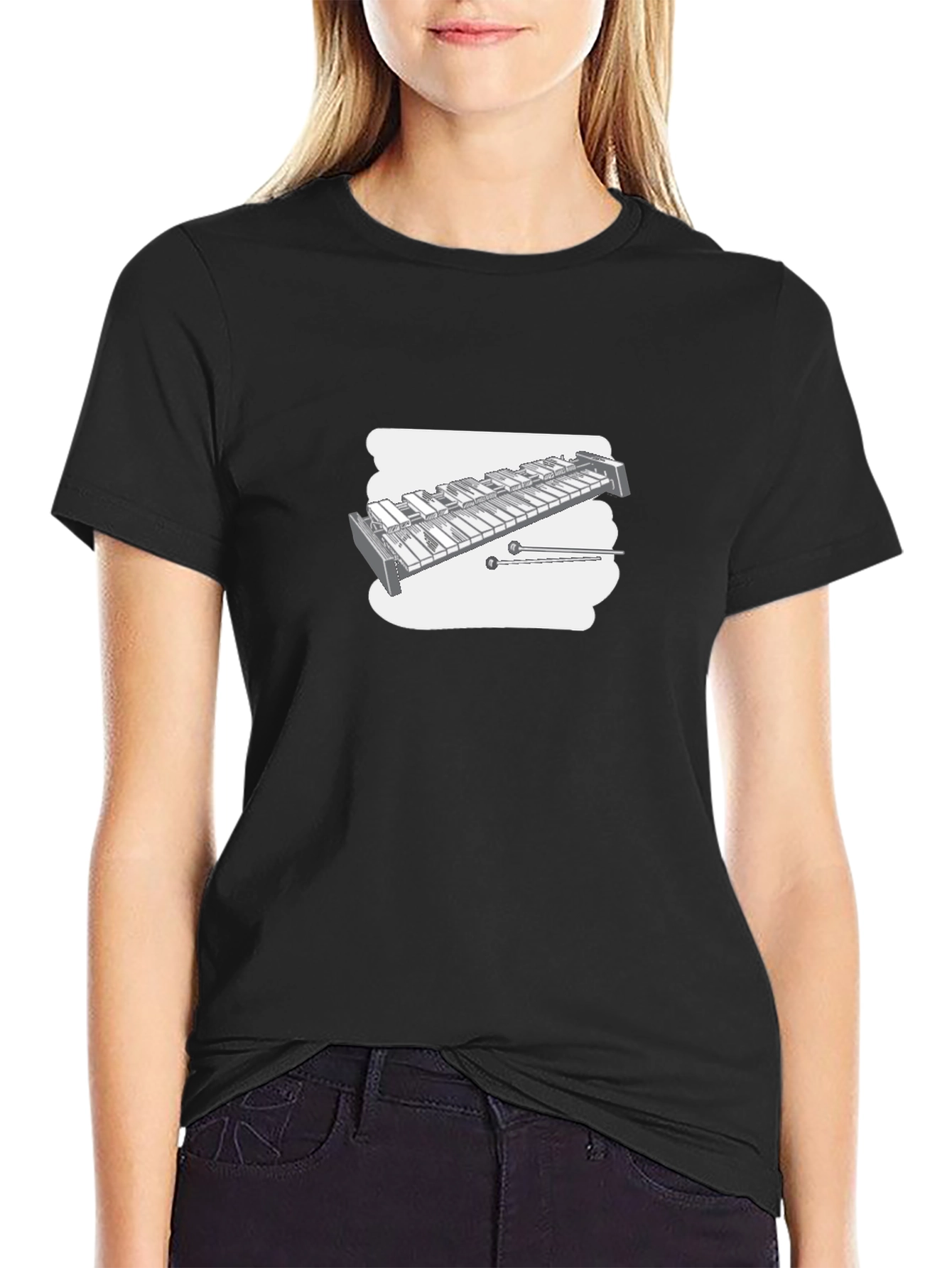 Black T-Shirt with Xylophone Design