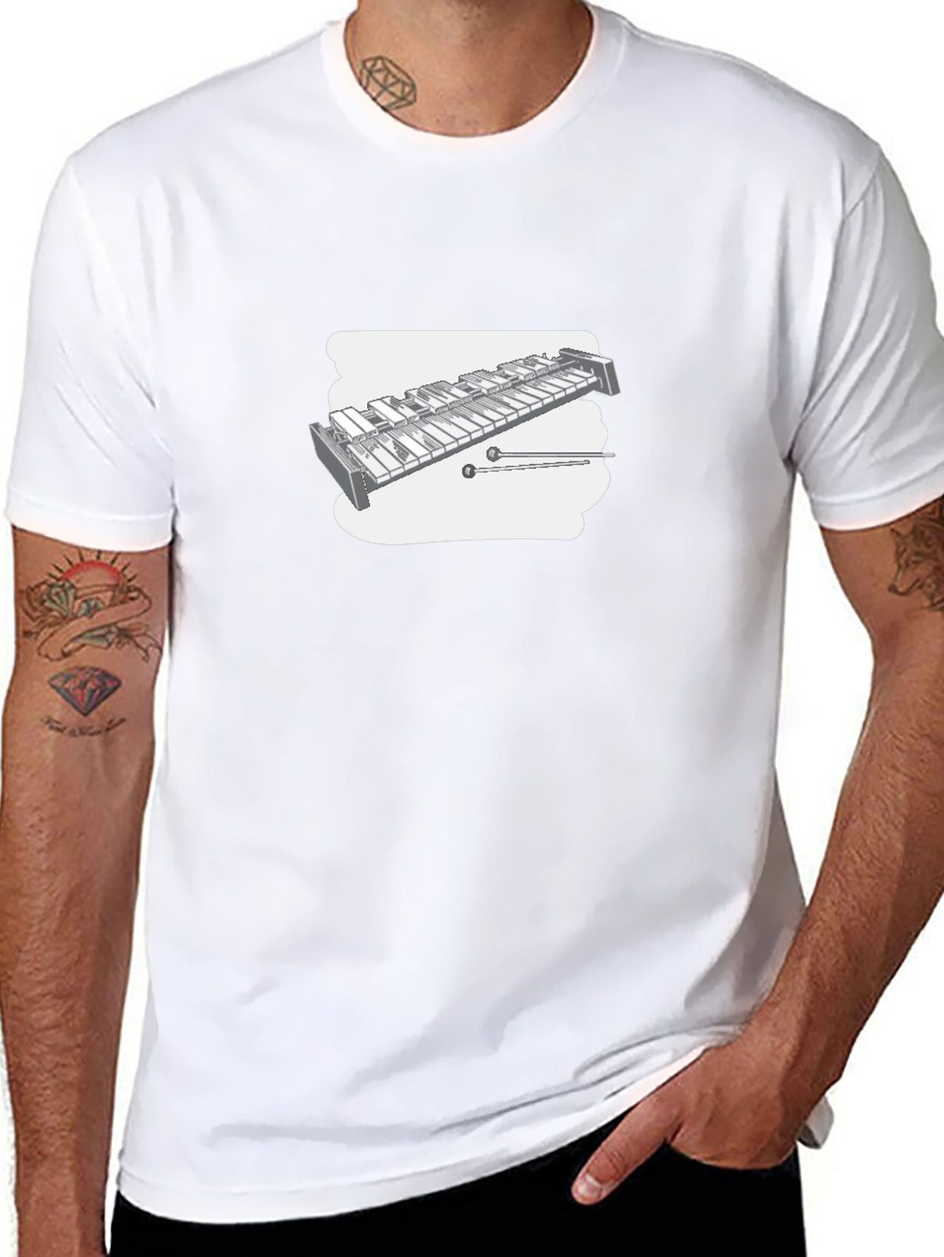 Black T-Shirt with Xylophone Design