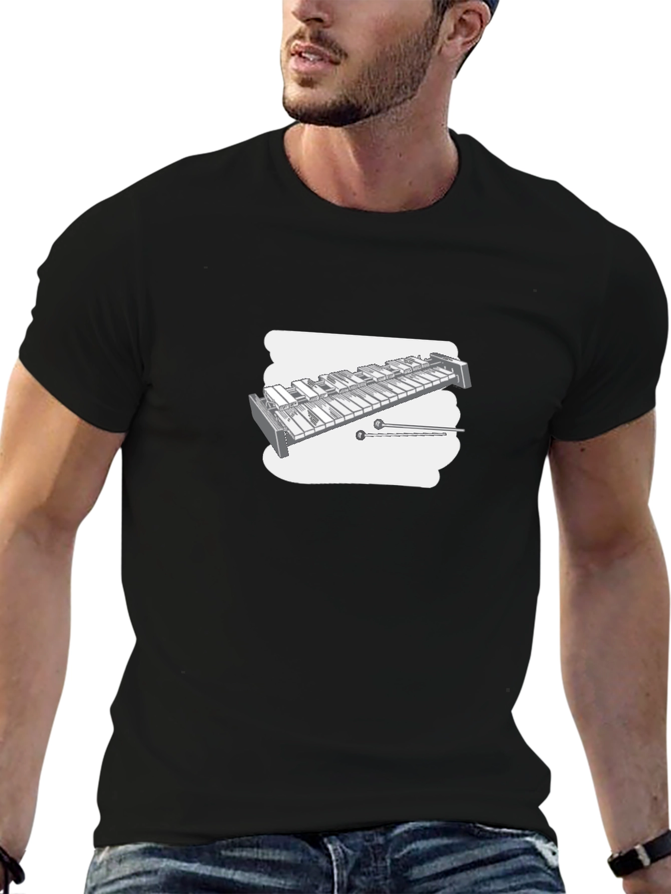 Black T-Shirt with Xylophone Design