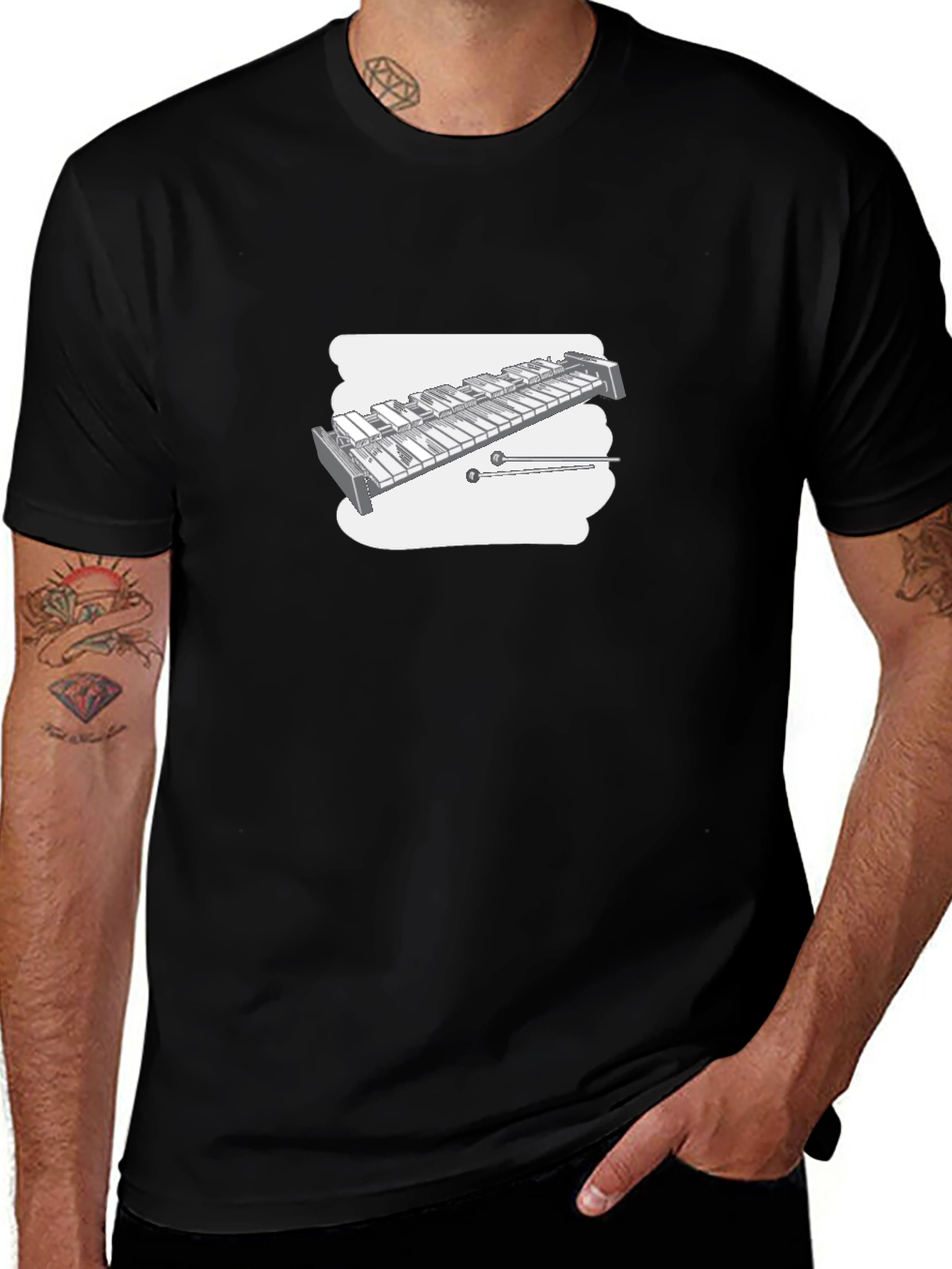 Black T-Shirt with Xylophone Design