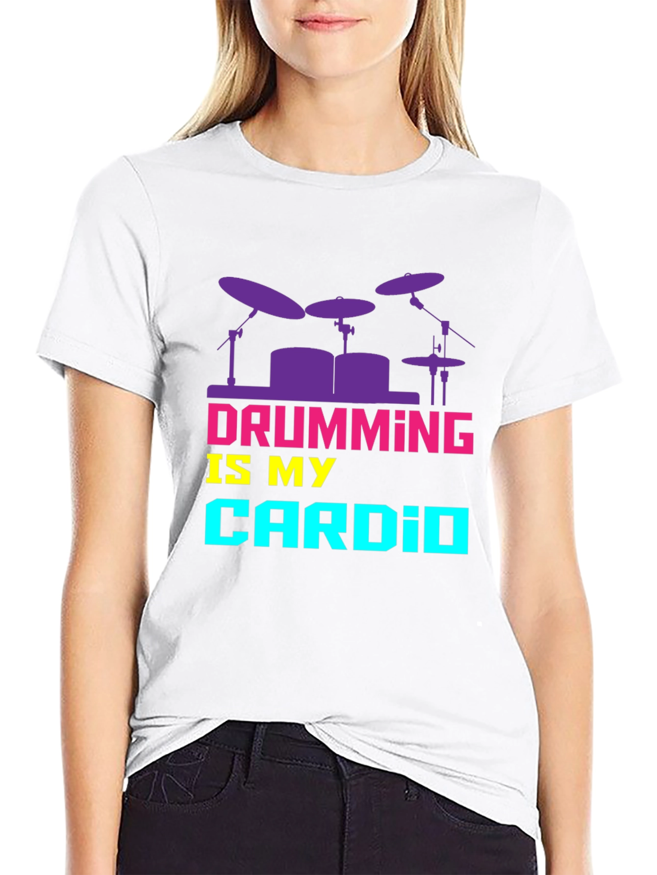 Drumming Cardio Graphic Tee - Black Cotton T-Shirt