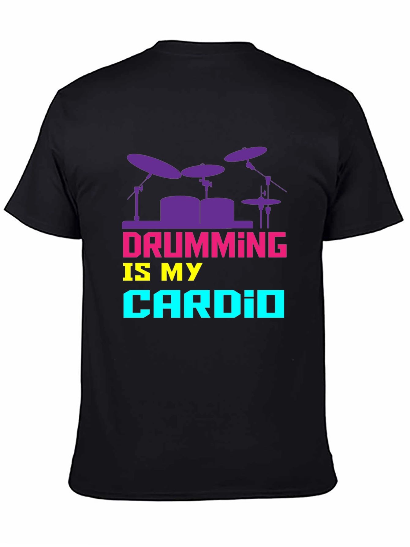 Drumming Cardio Graphic Tee - Black Cotton T-Shirt