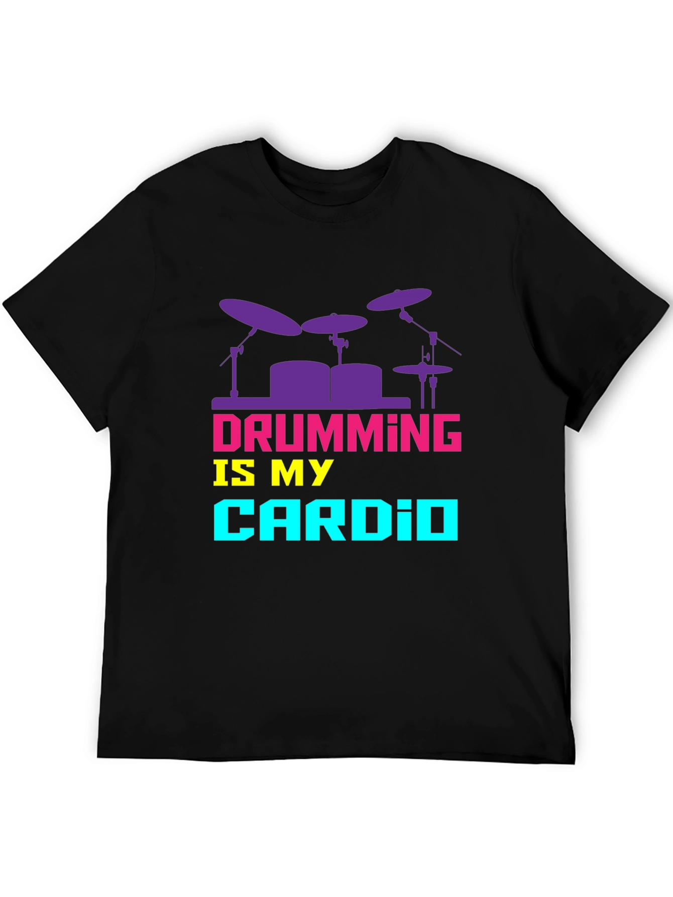 Drumming Cardio Graphic Tee - Black Cotton T-Shirt