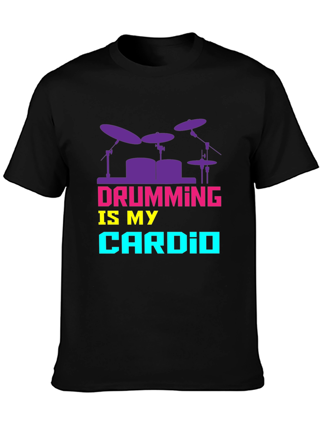 Drumming Cardio Graphic Tee - Black Cotton T-Shirt