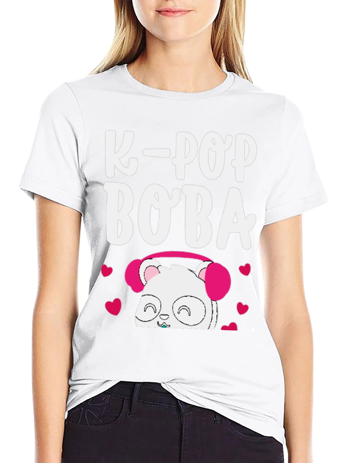 K-Pop Boba Panda Graphic T-Shirt