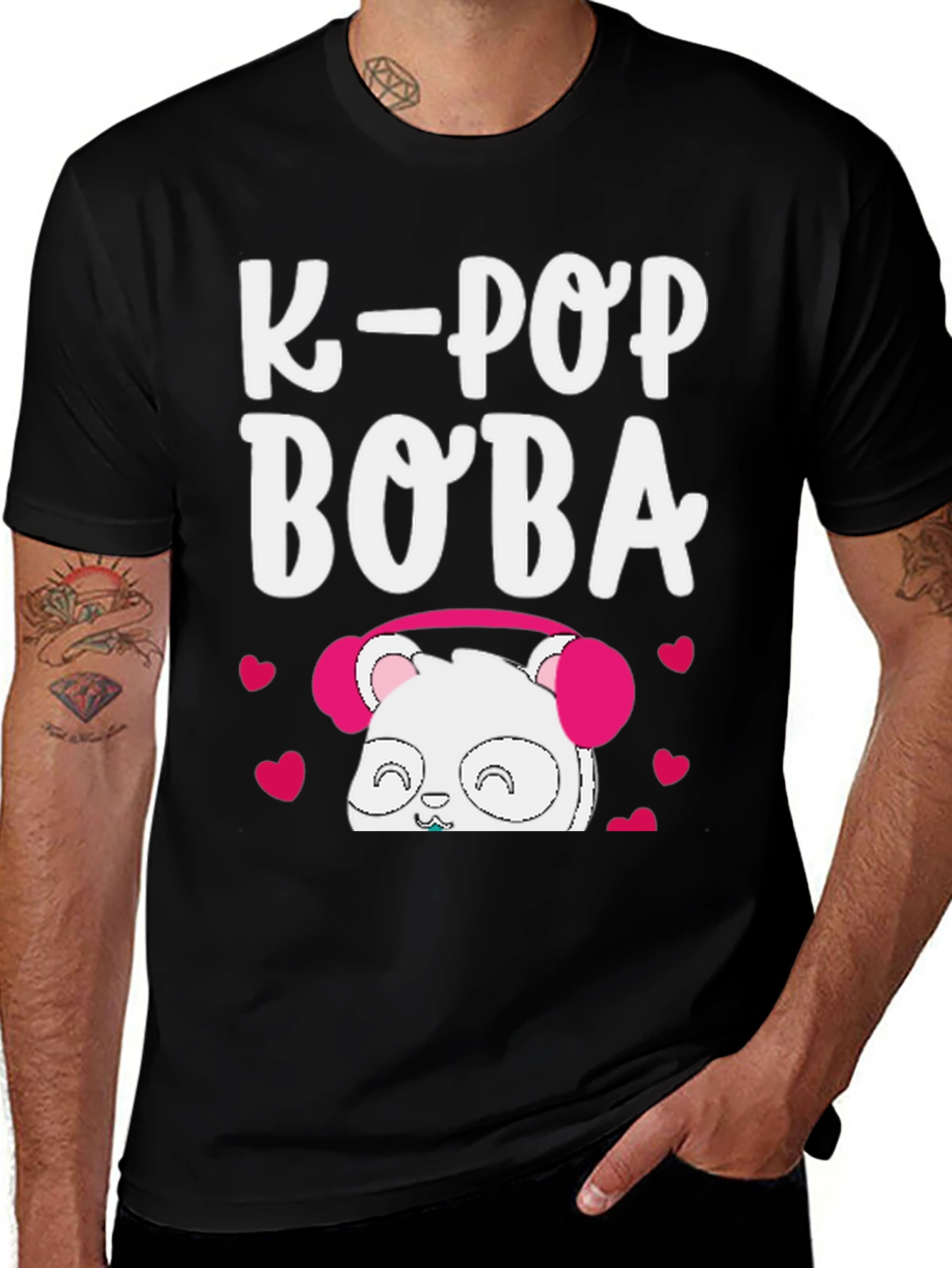 K-Pop Boba Panda Graphic T-Shirt