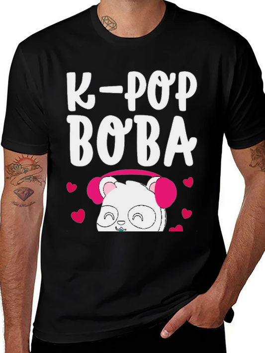 K-Pop Boba Panda Graphic T-Shirt