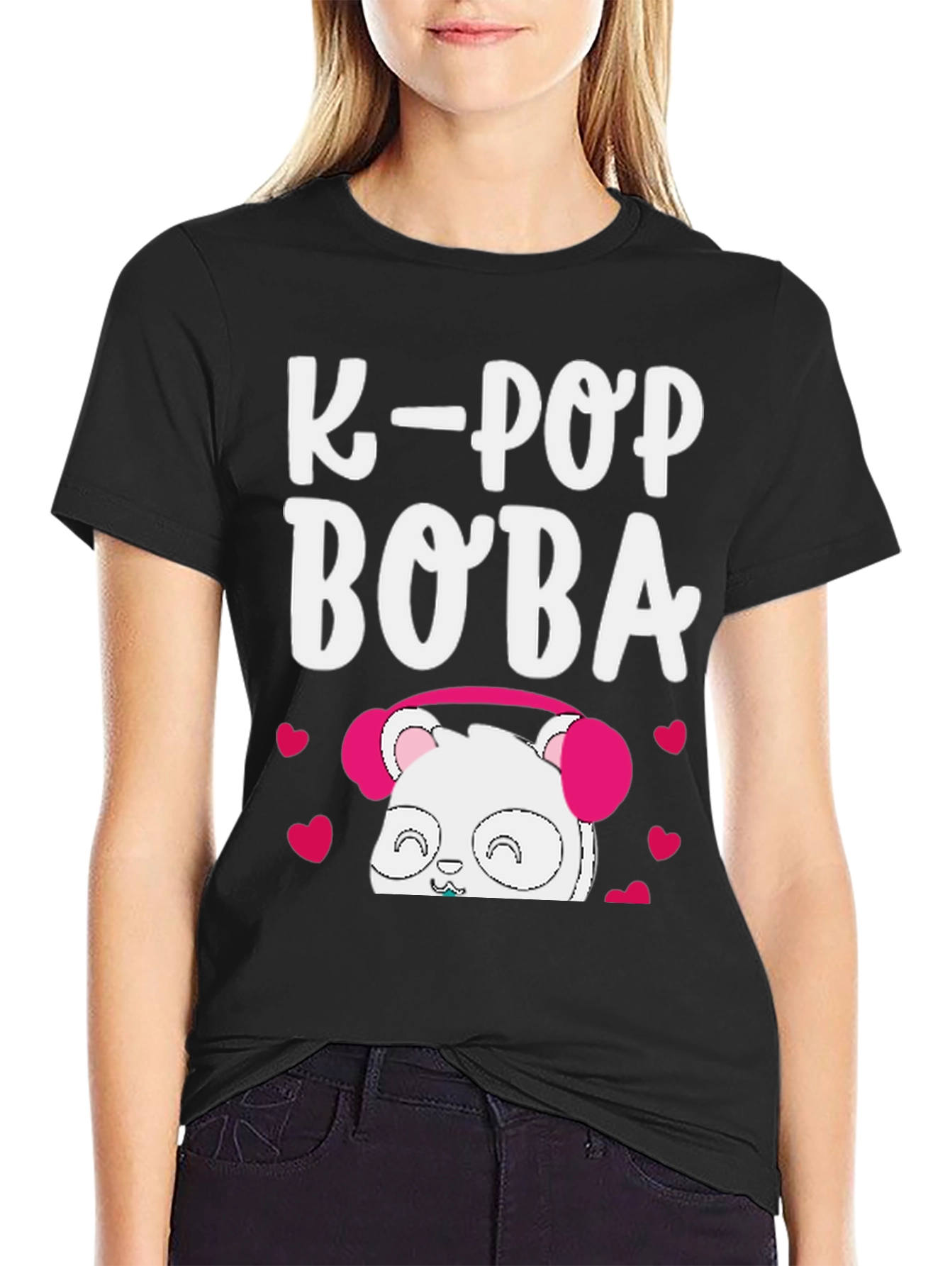 K-Pop Boba Panda Graphic T-Shirt