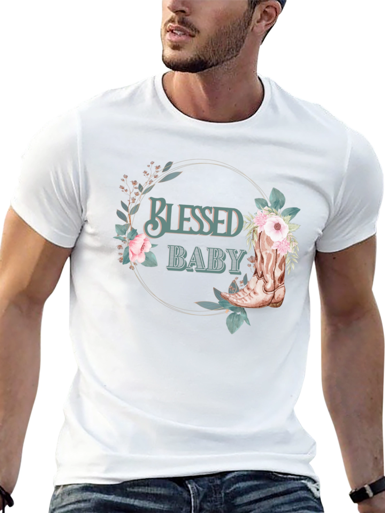 Blessed Baby Floral Cowboy Boot Graphic Tee