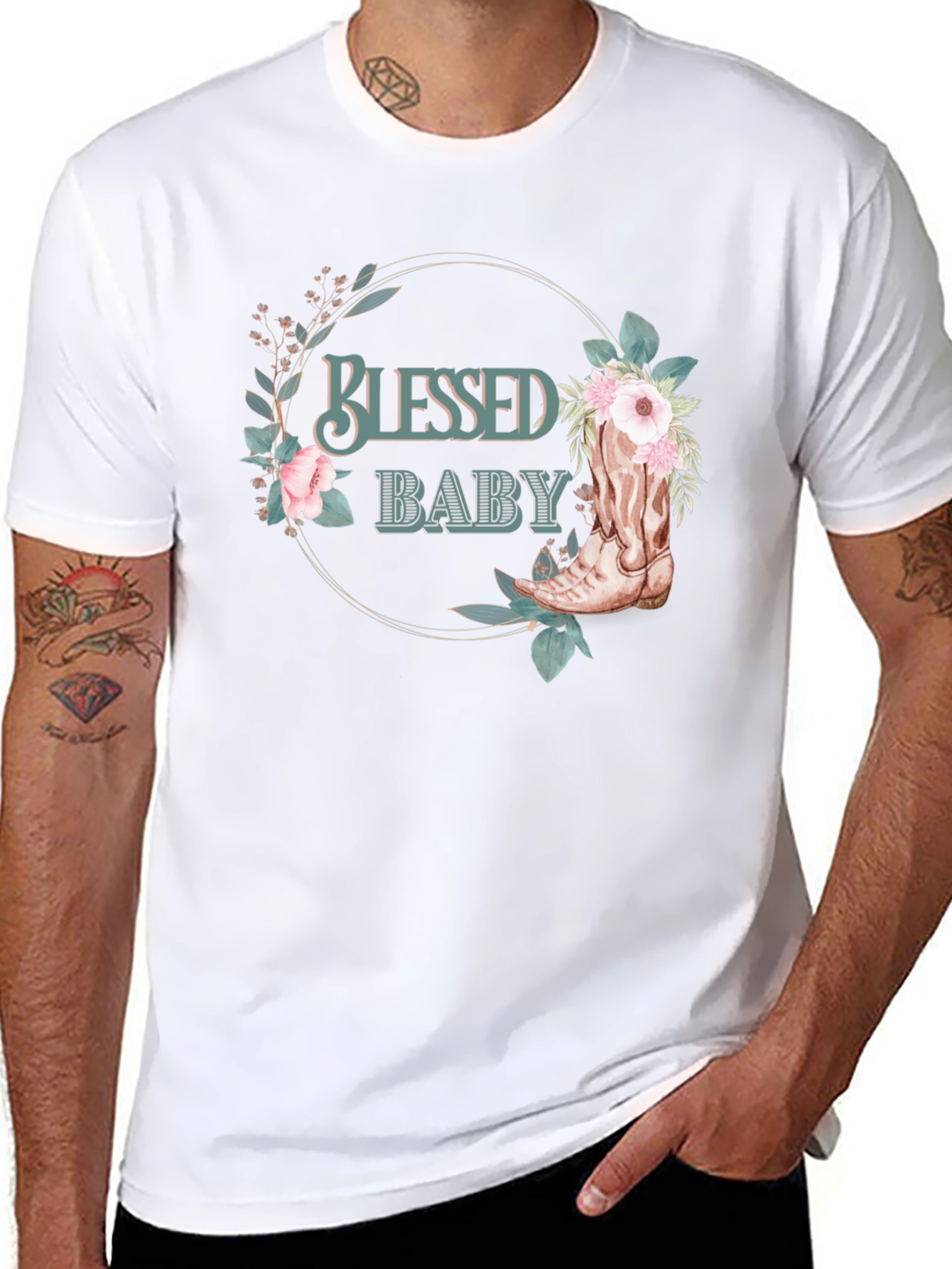 Blessed Baby Floral Cowboy Boot Graphic Tee