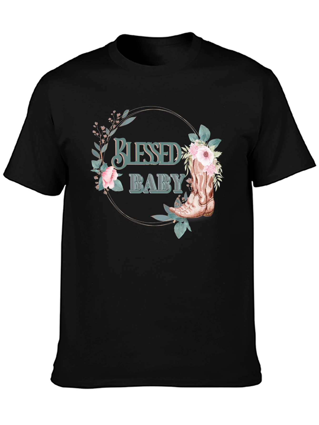 Blessed Baby Floral Cowboy Boot Graphic Tee