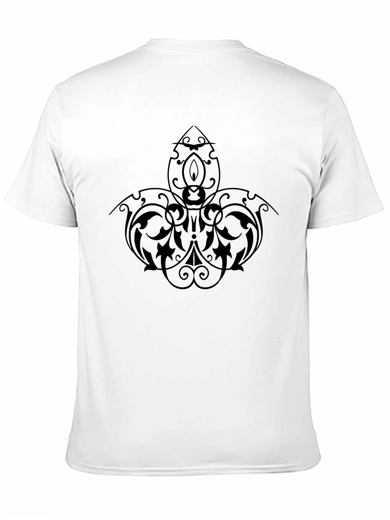 Elegant Black Tee with Intricate Floral Design