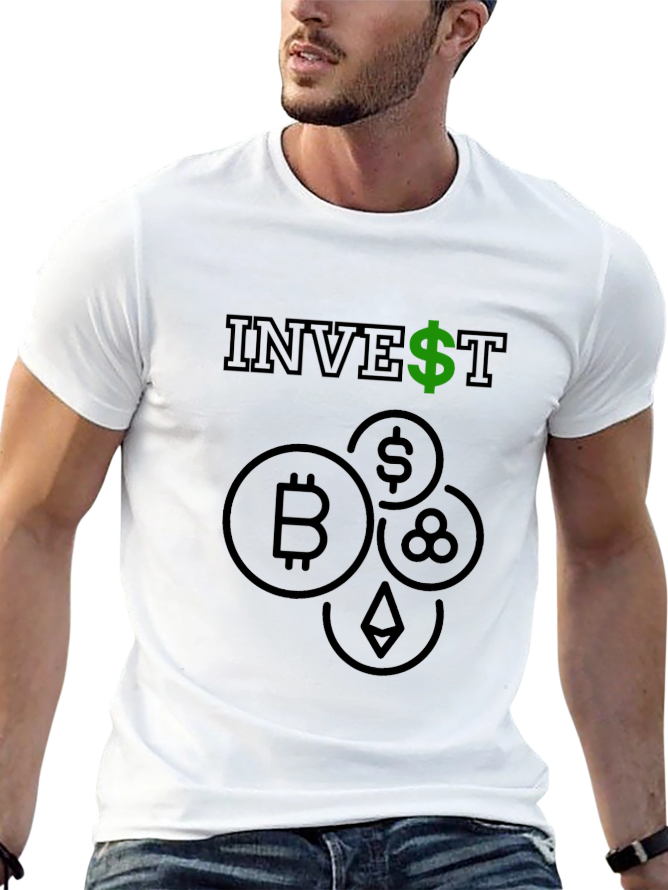 Invest Crypto T-Shirt - Bitcoin Ethereum Design