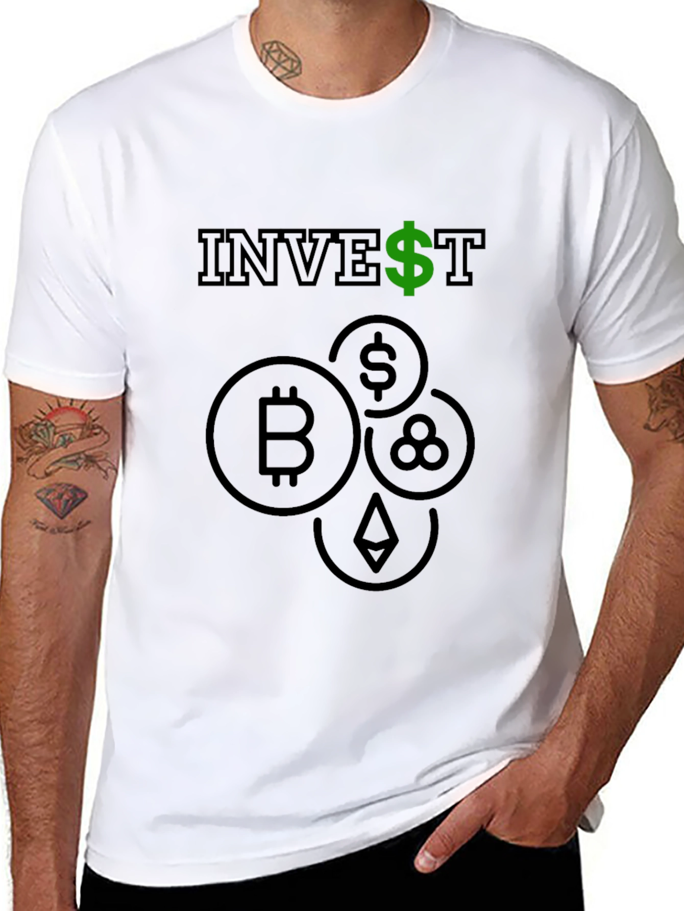 Invest Crypto T-Shirt - Bitcoin Ethereum Design