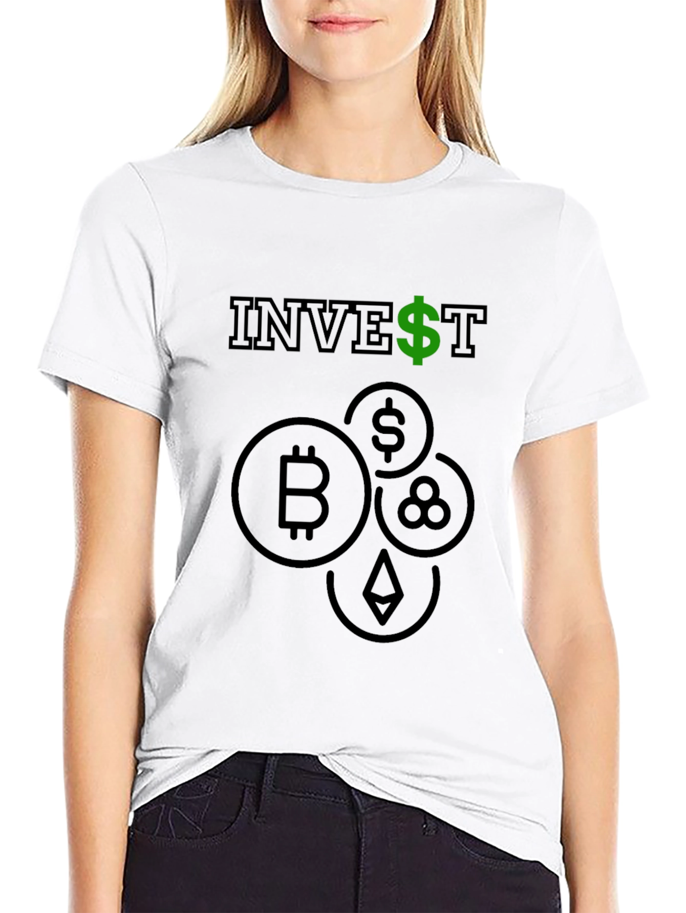 Invest Crypto T-Shirt - Bitcoin Ethereum Design