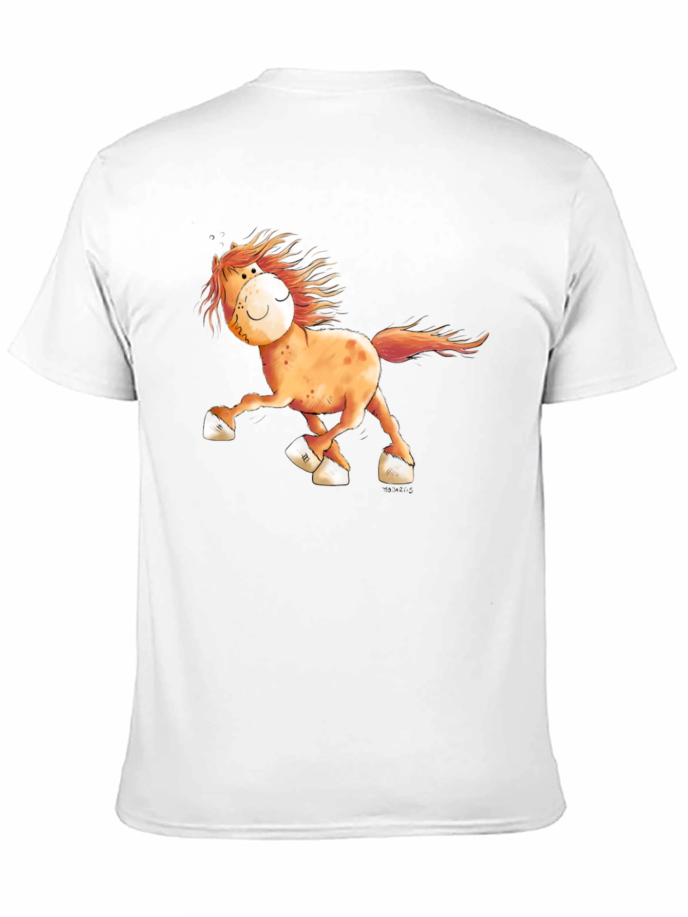 Cartoon Horse Graphic Tee - Black Cotton Shirt