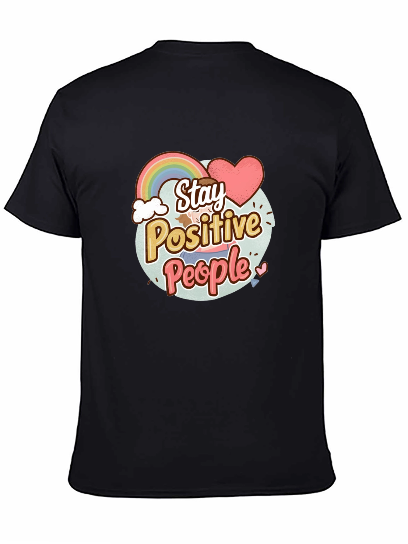 Stay Positive People Graphic Tee - Black