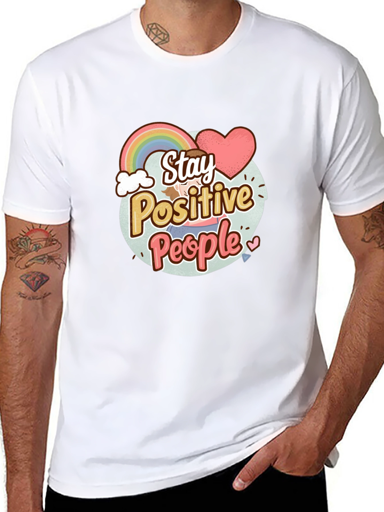 Stay Positive People Graphic Tee - Black
