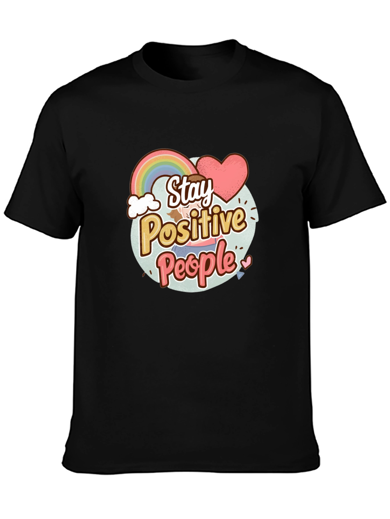 Stay Positive People Graphic Tee - Black