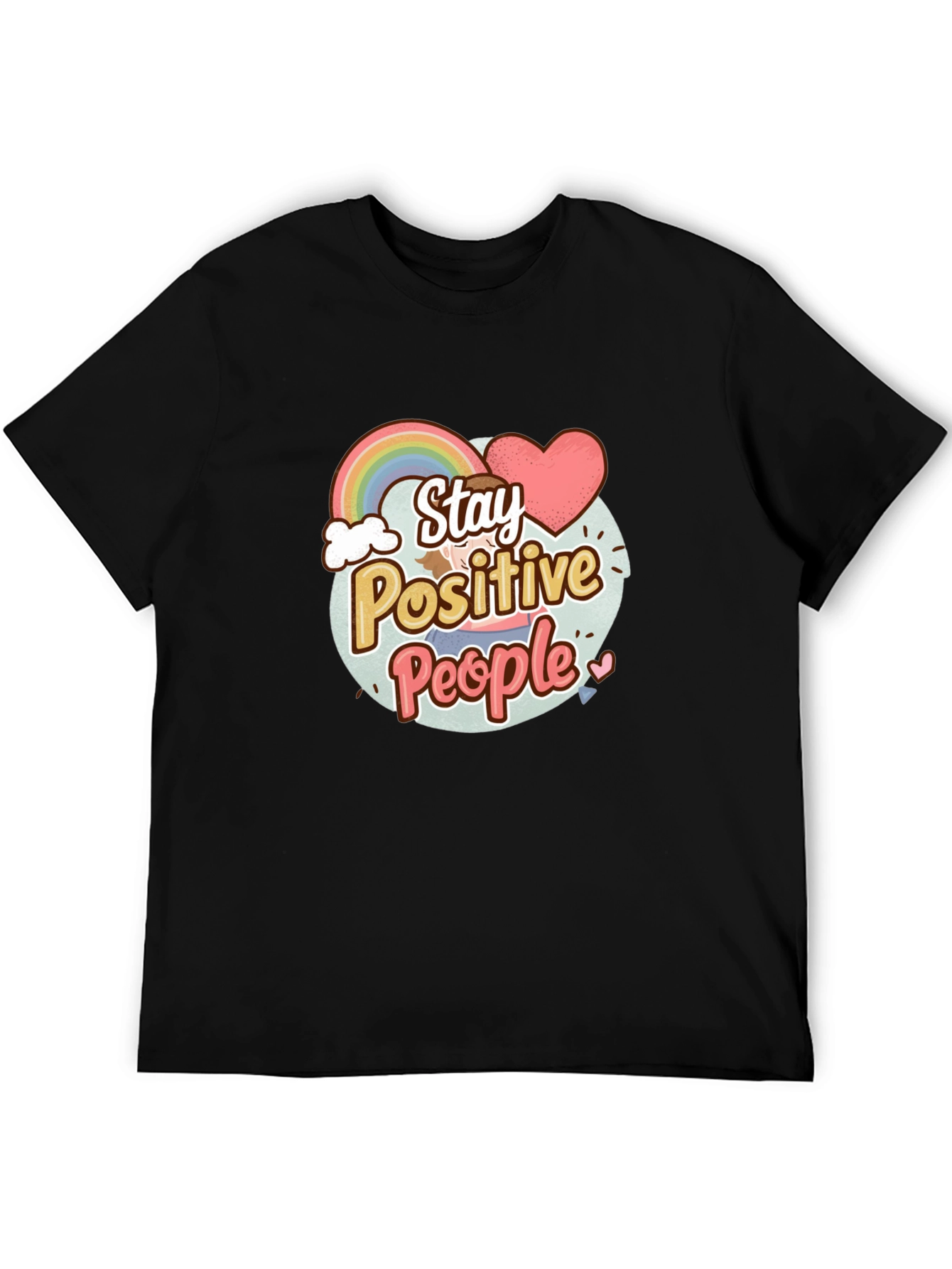 Stay Positive People Graphic Tee - Black